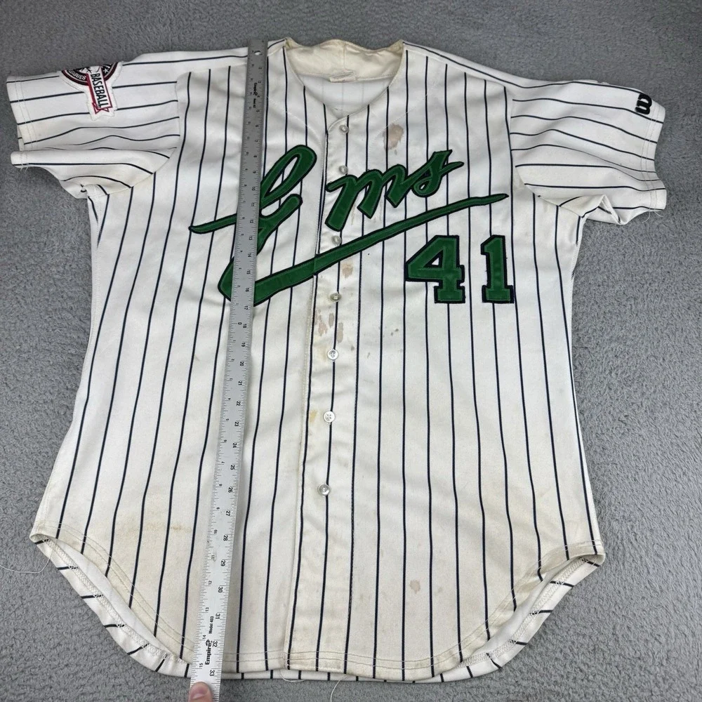 Vintage 1997 Eugene Emeralds Wilson‎ Baseball Jersey Game Worn Signed Striped 46